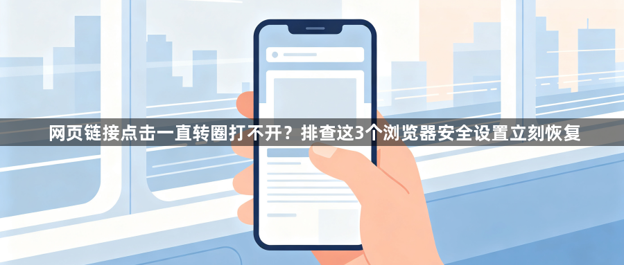 网页链接点击一直转圈打不开?排查这3个浏览器安全设置立刻恢复1